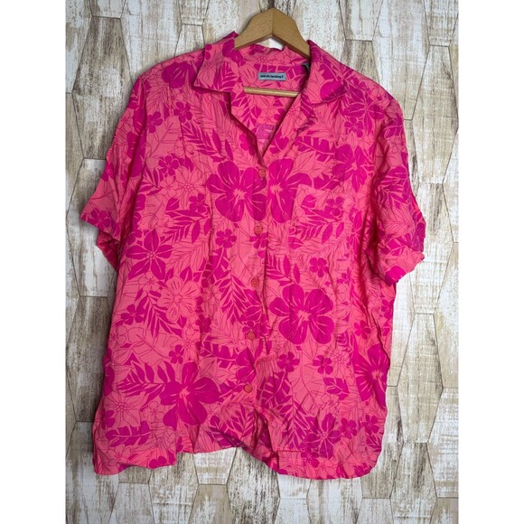 Marsh Landing II Shirt 1X Hawaiian Short Sleeve Rayon Coral Pink - Picture 1 of 6